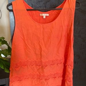 Women’s Sleeveless Top - Salmon/Coral color with Scallop detail - Size Medium